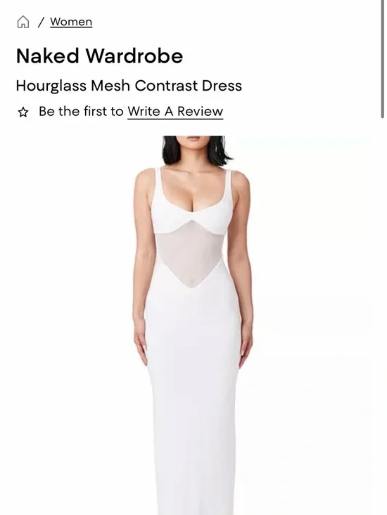 Naked Wardrobe White Mesh Contrast Maxi Dress - Picture 1 of 3